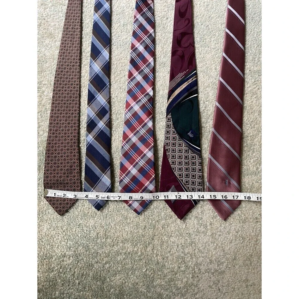 Lot of 5 Assorted Branded Designer Ties - DKNY Countess Mara YSL Givenchy Valent